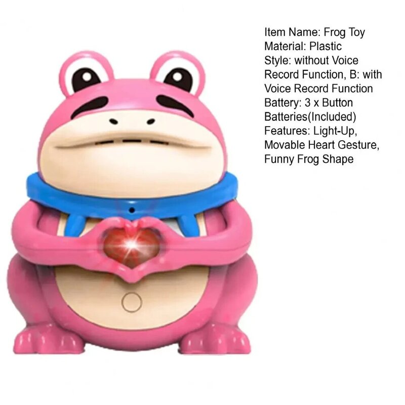 Mainan katak anak-anak bersinar gerakan hati perekam suara Say Aku mencintaimu katak berbicara mainan Hari Valentine hadiah pacar