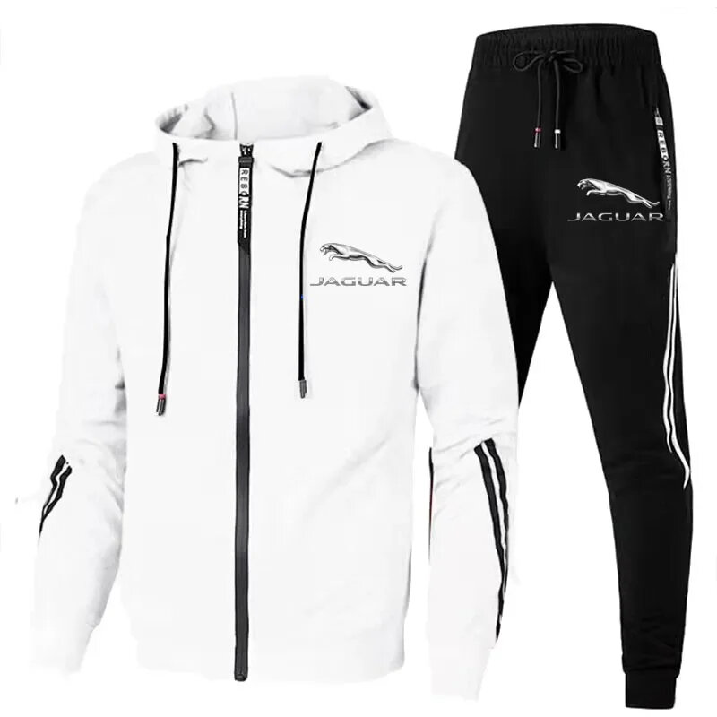 Chemise et pantalon de protection à capuche avec logo de voiture pour hommes, 2 pièces, fermeture à glissière sportive, adaptés à la gym et à la course, nouveau pr