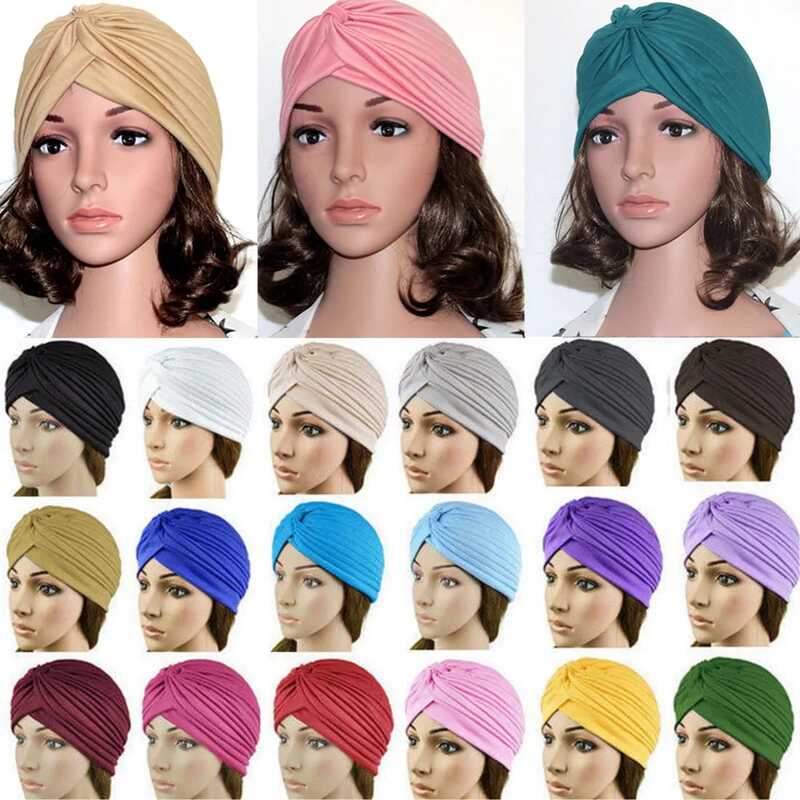 Turbante muçulmano para mulheres, lenço islâmico, envoltório árabe, chapéus femininos da Índia, bonés hijab fashion, novo