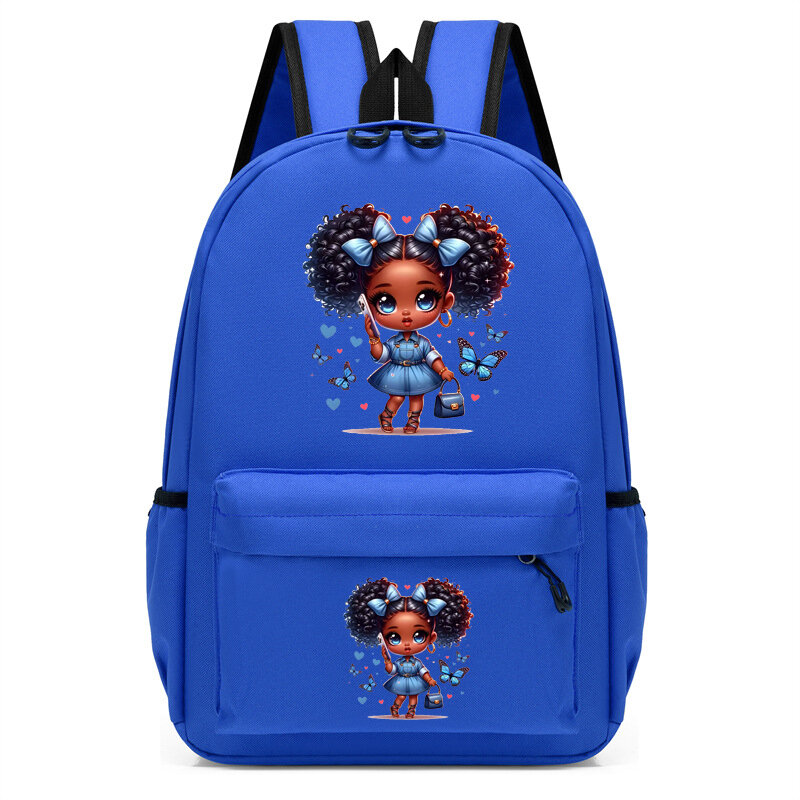 Children's Bagpack Black Girl Blue Butterfly Backpack for Teenager Cute Kindergarten Schoolbag Kids Bookbag Girls Travel Bagpack