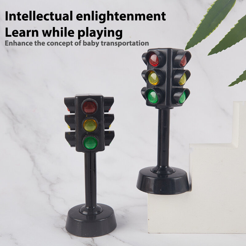 2 Buah Blok Lampu Jalan Tanda Lalu Lintas Mini dengan Suara LED Mainan Edukasi Anak Aman untuk Anak Hadiah Sempurna