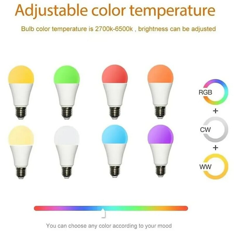 8 Pcs E27 lampe birne 15W WiFi Smart Birne CozyLife LED Smart Lampe Arbeitet mit Alexa Google Home Yandex alice 85-265V RGBCW Dimmbare