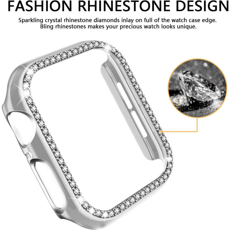 for Apple Watch Case 9/8/7 41mm 45mm Bling Rhinestone Women Protective Case Bumper Frame Cover iWatch Series 40mm 44mm 6/5/4 SE