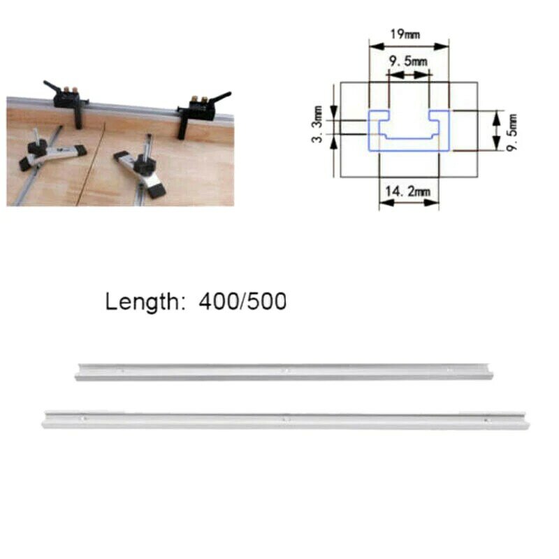 Cursore per barra in alluminio T-Tracks dispositivo per maschere con scanalatura a T per asta per sega da tavolo (400Mm)