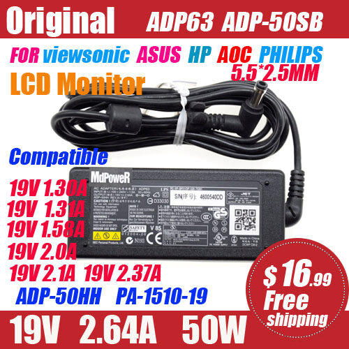 19V 2.64A/2.37A PARA Philips adaptador AC fonte de alimentação do monitor LCD AOC 224E5Q 233E4Q 234E5Q 237E4Q 238C4Q 238C5Q 238G4 ADPC1945