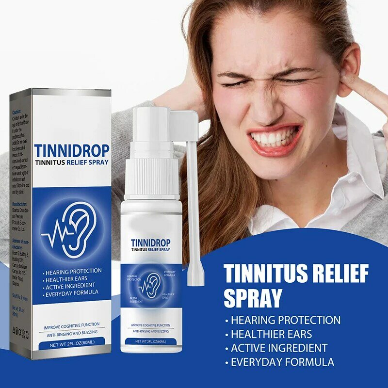 60ml Tinnitus Relief Spray Clean Ear Canal Blockage Improve Listening Tinnitus Deafness Sore Relief Ear Cleaning Liquid