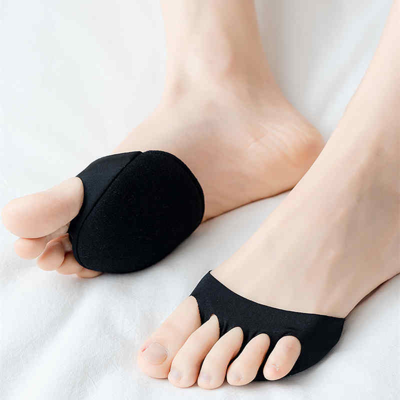 Summer Thin Breathable Ice Silk Invisible No Show Socks Insoles Five Fingers Forefoot Pads for Women High Heels Half Insoles