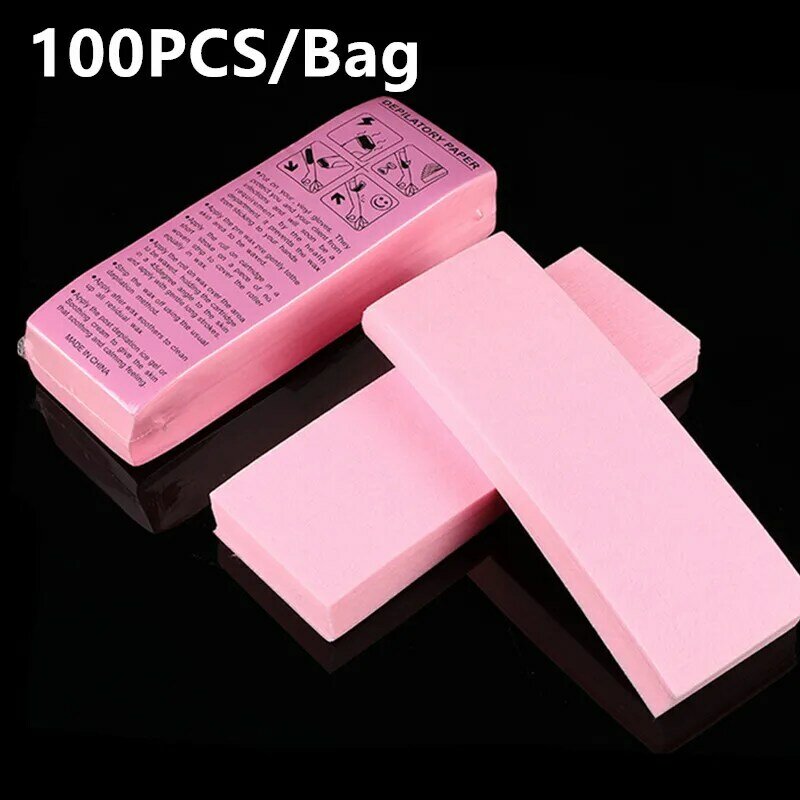 New 100pcs/pack Pink Blue Yellow Nonwoven Hair Removal Wax Paper Body Leg Arm Hair Removal Epilator Wax Strip Paper Roll 2#