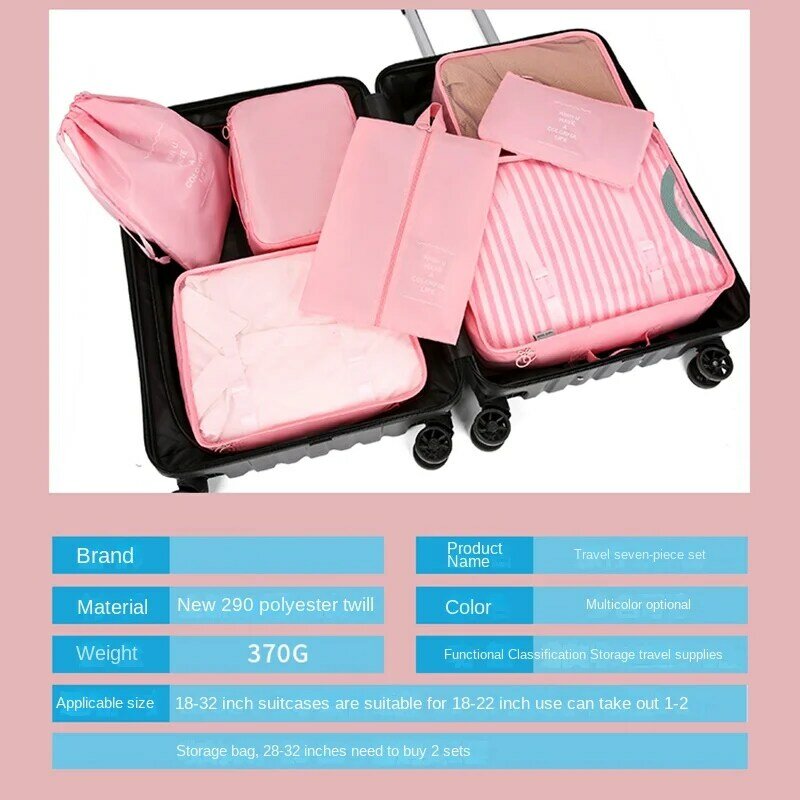 7 Stück Set Reise veranstalter Aufbewahrung taschen Koffer Pack würfel Set Koffer tragbare Gepäck Kleidung Schuh ordentlich Beutel falten