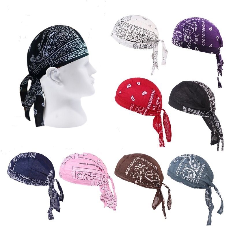 Sombrero de pirata para hombre, Bandana de algodón con estampado de cachemir, estilo Hip-hop, para motociclista, pañuelo para la cabeza, Calavera, 2022