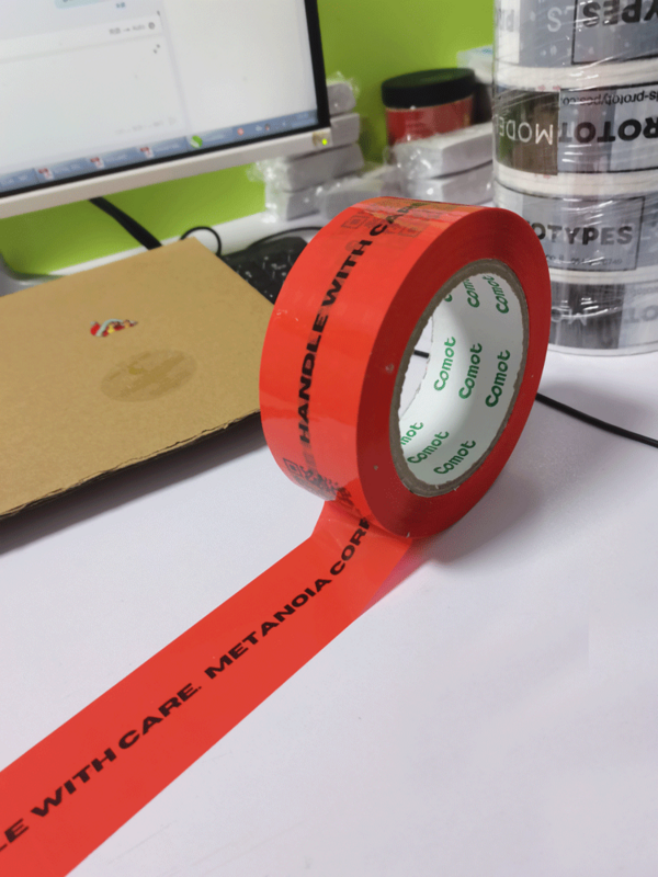 Cinta Roja personalizada con logotipo impreso, cintas adhesivas para paquetes
