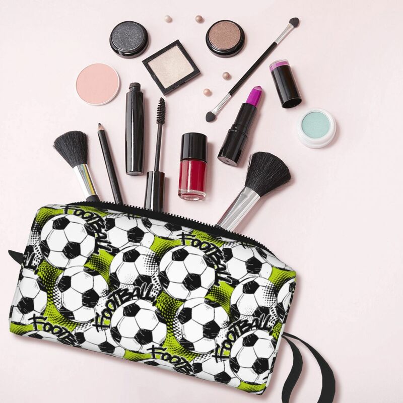 Football Sport Balls Soccer Cosmetic Bag for Women Makeup Bags Travel Water Resistant Toiletry Bag Organizer Merch
