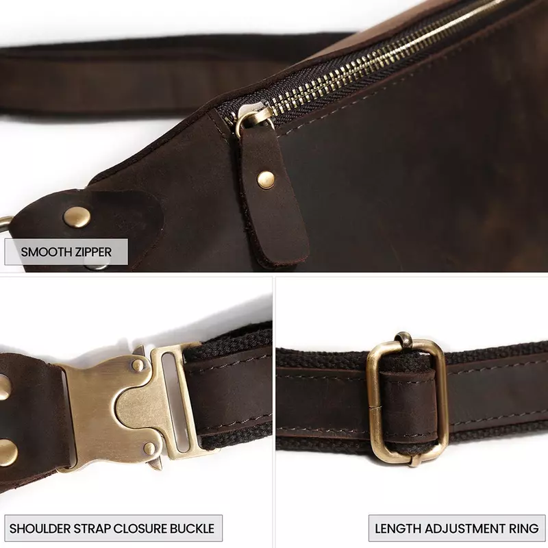 Men Waist Pack Genuine Cow Leather Fanny Packs for Men Vintage Phone Case Pouch Travel Male Chest Bag Crossed Men's Bags