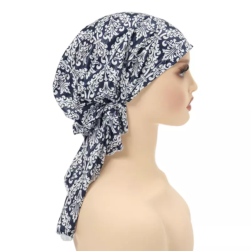 Topi Turban Muslim untuk wanita, topi Beanie bahan katun bekas, syal Bandana, aksesori rambut, topi Turban sutra untuk wanita