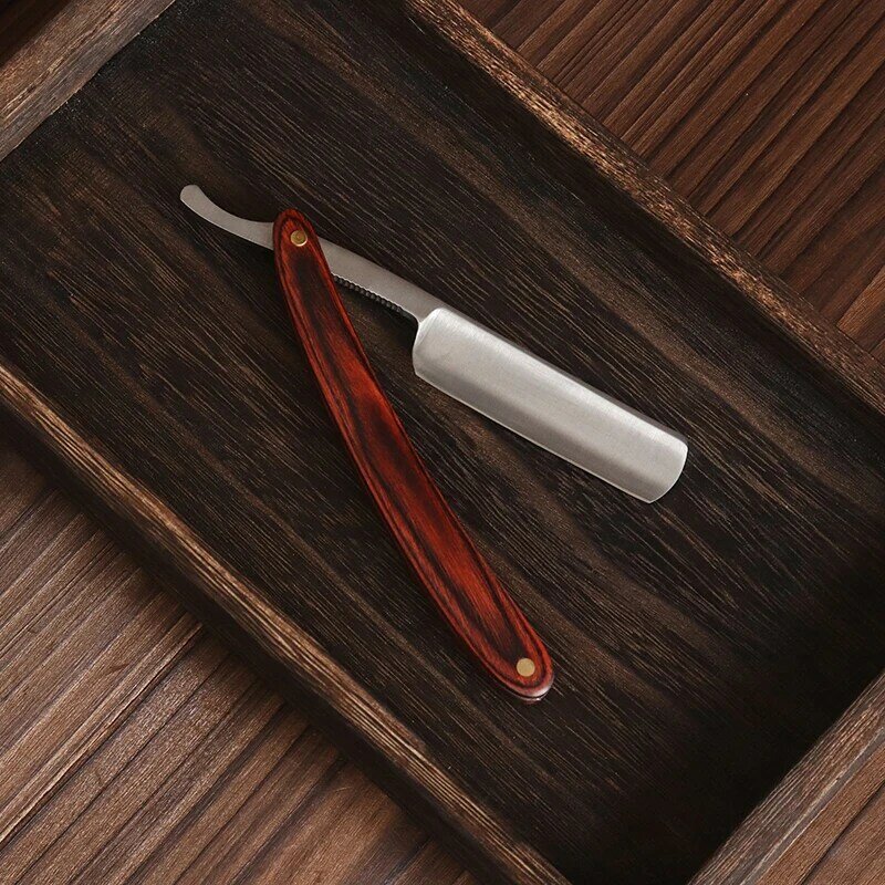 Brzytwa fryzjerska profesjonalny Salon usuwania wąsy noże narzędzia ze stali nierdzewnej ostre składane maszynki do golenia z drewnianą rączką
