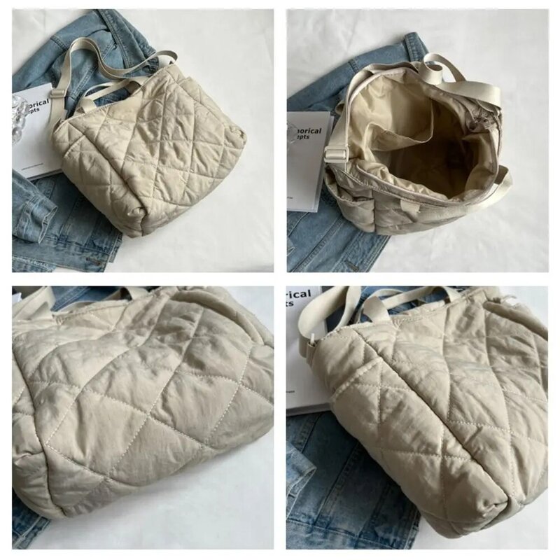 Quilted Padding Handbag Fashion Down Fabric Space Cotton Crossbody Bag High Capacity Postman Shoulder Bag Female