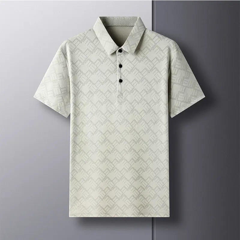 남성용 비즈니스 캐주얼 격자 무늬 폴로 셔츠, 슬림핏, 패셔너블하고 다목적, 반팔 티셔츠, 여름
