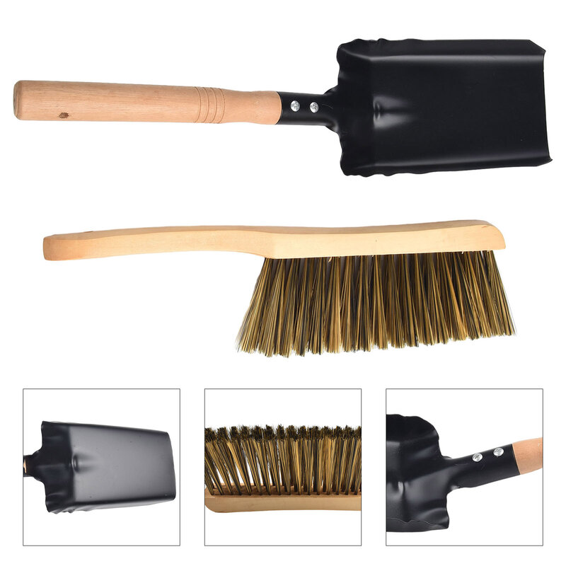 Vanga manico in legno spazzola pianta capelli castani legno 33x8cm 37x10cm acciaio al carbonio pulizia della casa luce pulizia camino