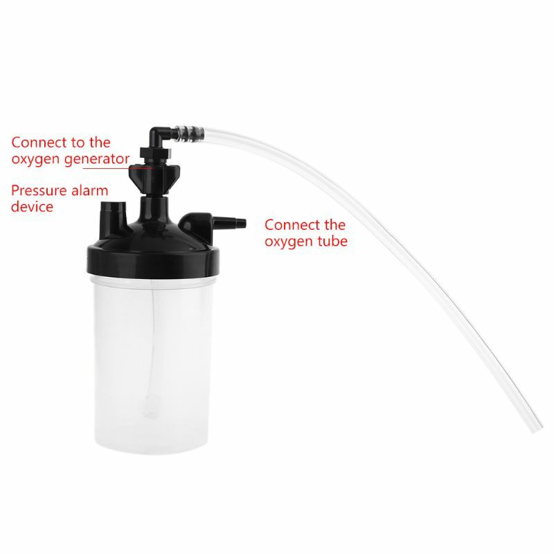 Codo conector tubo y botella agua para humidificador mejorado, 12 "para concentrador oxígeno, 6 pulgadas altura,