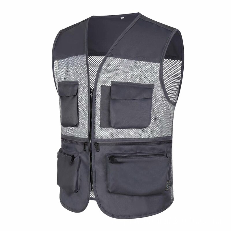 Men's Outdoor Fishing Sleeveless Mesh Vest Multi-Pocket Photography Vest