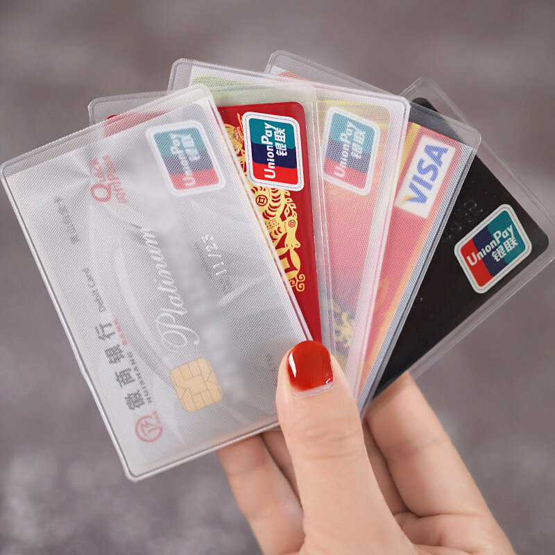 10pcs/lot Unisex PVC Clear Waterproof Protector Card Cover Student Bank Bus ID Credit Card Holder Business Working Card Cover