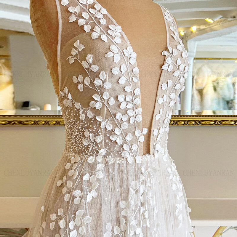 Pastrol Wedding Dress For Bride Tulle V-Neck Sleeveless Bride Gowns Lace Applique A-Line Vestidos De Novia 2023 Custom Size