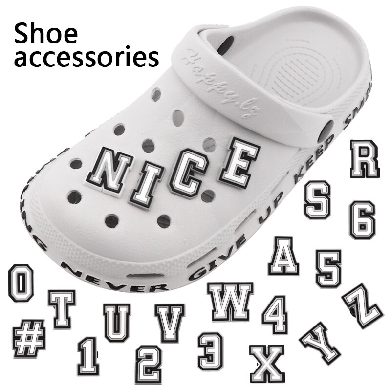 1 Pcs Letter Croc Shoe Charms for Clog Sandals Shoe Decoration Number Alphabet Characters DIY Shoes Pins for Boy Girl Men Women