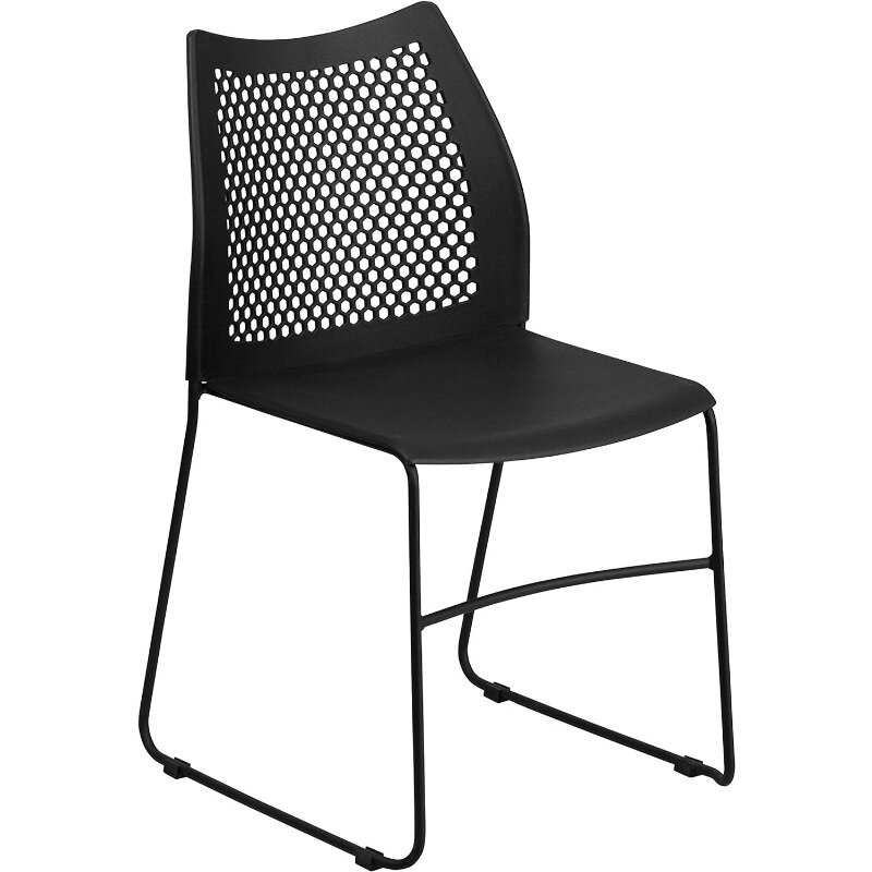 Hercules Series Contoured Lobby Chairs with Air-Vent Honeycomb Backs, Ergonomic Stacking Chairs for Offices, Set