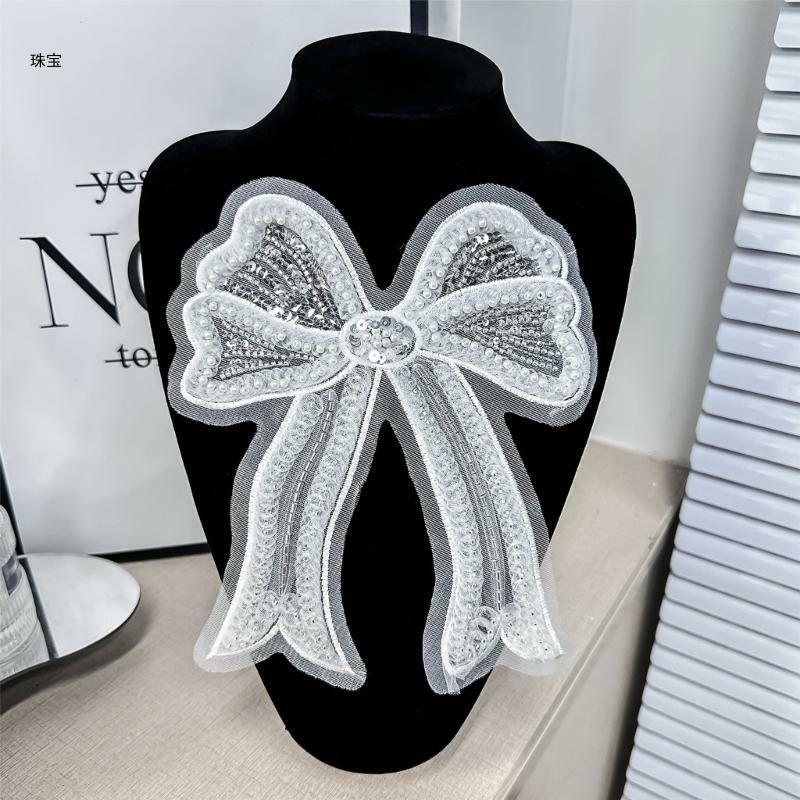 X5QE – patchs perlés en forme nœud cloué, pour fabrication Corsages, chemises, vêtements, artisanat couture