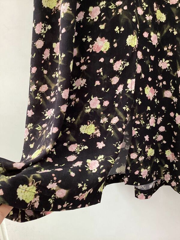 여성용 용수철 드레스, 우아한 우아함, 블랙 하의, 작은 조각 꽃 벨트 슬리밍 허리 긴팔 롱 스커트, 2024
