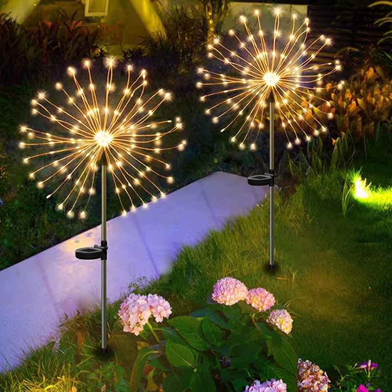 Фонари для дорожек на солнечной батарее, водонепроницаемые садовые декоративные фейерверки для внутреннего двора
