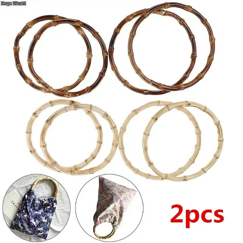 2PCS Round Bamboo Bag Handle For Handbag Handcrafted DIY Bags Accessories 2 Sizes Dropshipping