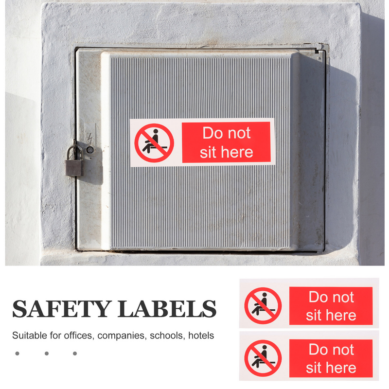 Safety Warning Stickers Label Do Not Sit Here Decal Sitting and Lying Caution Sign Office