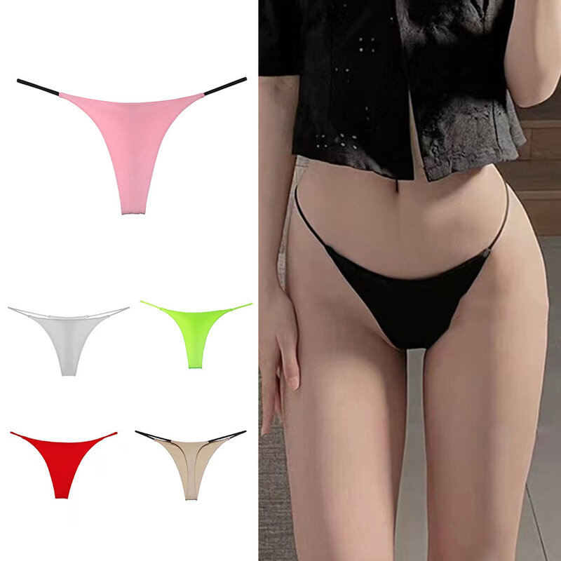 Sexy Women Ultra Thin Panties Thongs Briefs Belts Low Rise G-Strings Underpants Exposed Buttocks Underwear Female Solid Knickers