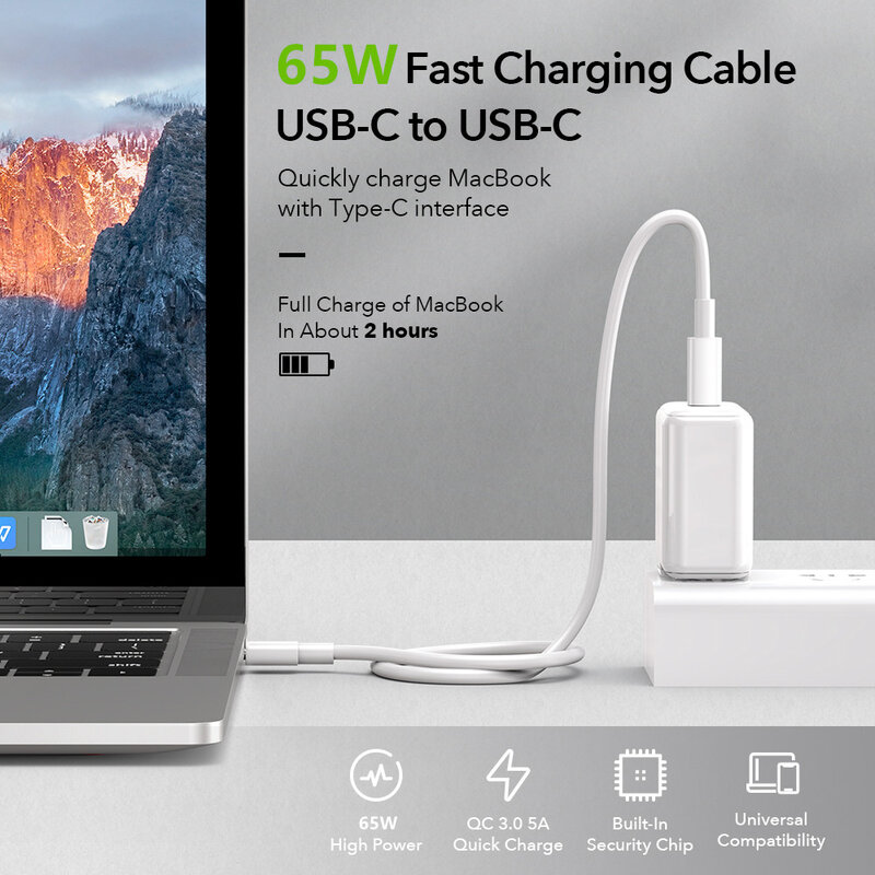 PD 20W/65W USB C ถึง USB ประเภท C Cable Quick Charge 4.0สำหรับ Iphone Xiaomi Oneplus โทรศัพท์มือถือข้อมูล Fast Charging Type C