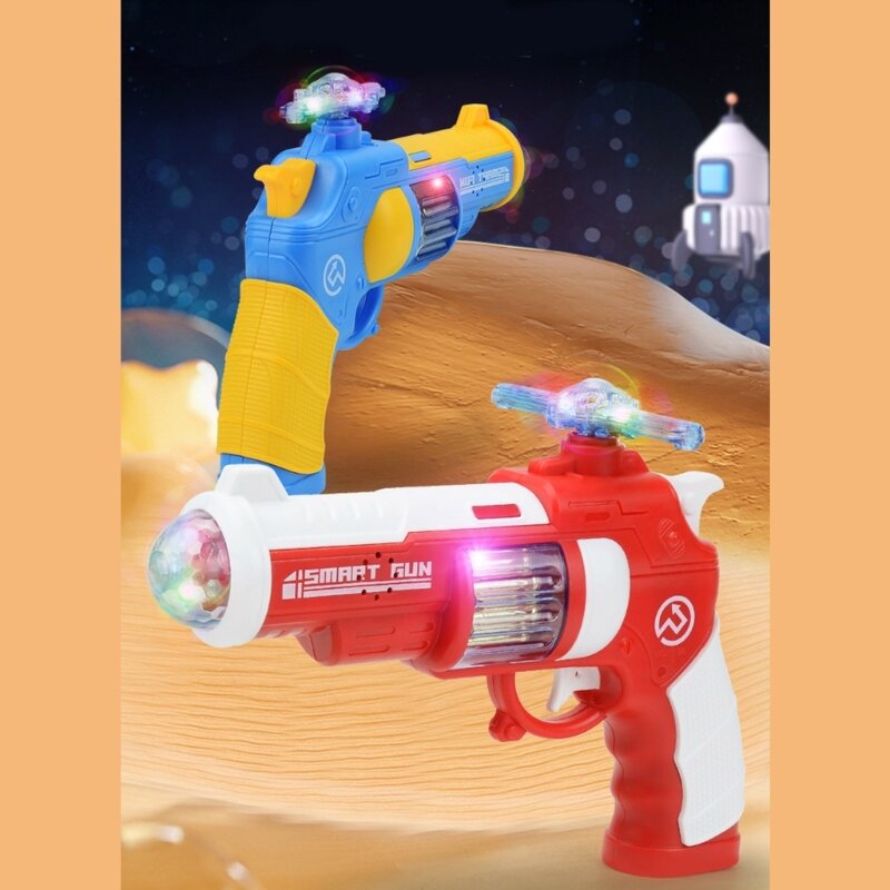 Pistola juguete musical iluminada para niños, juguete electrónico divertido para interiores y exteriores