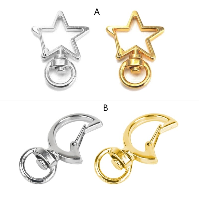 Set of 10 Metal Swivel Lobster Claw Clasps Star/Moon Snap Hook Swivel Lanyard Clip DIY Supplies Jewelry Making Keychain