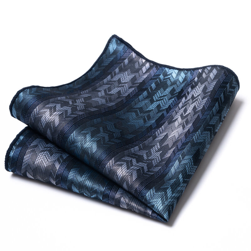 Fazzoletto di seta di marca di alta qualità blu scuro uomo a strisce pesce d'aprile adatto per feste formali fazzoletti quadrati