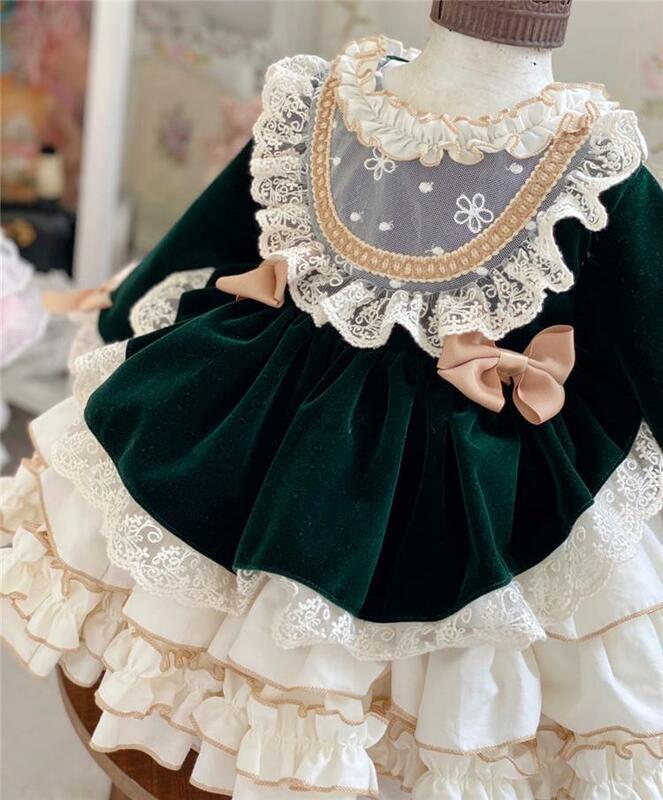 Lolita-vestidos de cumpleaños para bebé, Vestido de celebración de un año, Vintage, elegante, tutú con lazo, ropa de bebé, Vestido de baile de Príncipe