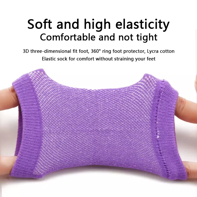 Almofadas de silicone para calcanhar rachado, meias hidratantes, meias abertas Toe, reparo do calcanhar sem toeless, seco duro, 1 par
