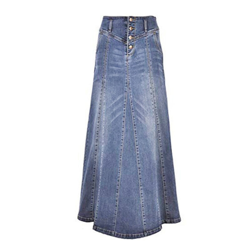 Gonna di Jeans donna abito lungo fino al pavimento primavera autunno moda femminile filo per cucire lungo monopetto allentato Jeans Casual gonne