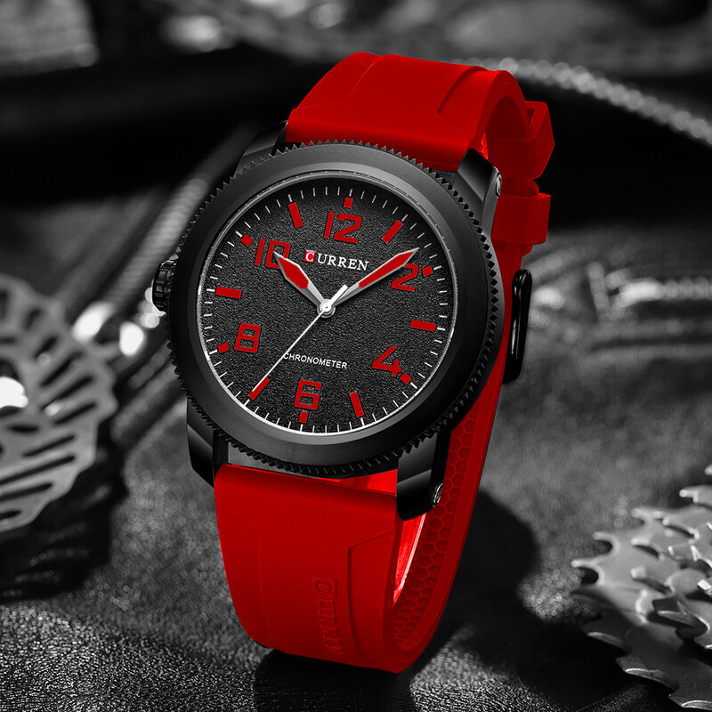 CURREN Nova moda relógios para homens mão esquerda Design impermeável esportes quartzo relógios de pulso com pulseira de silicone