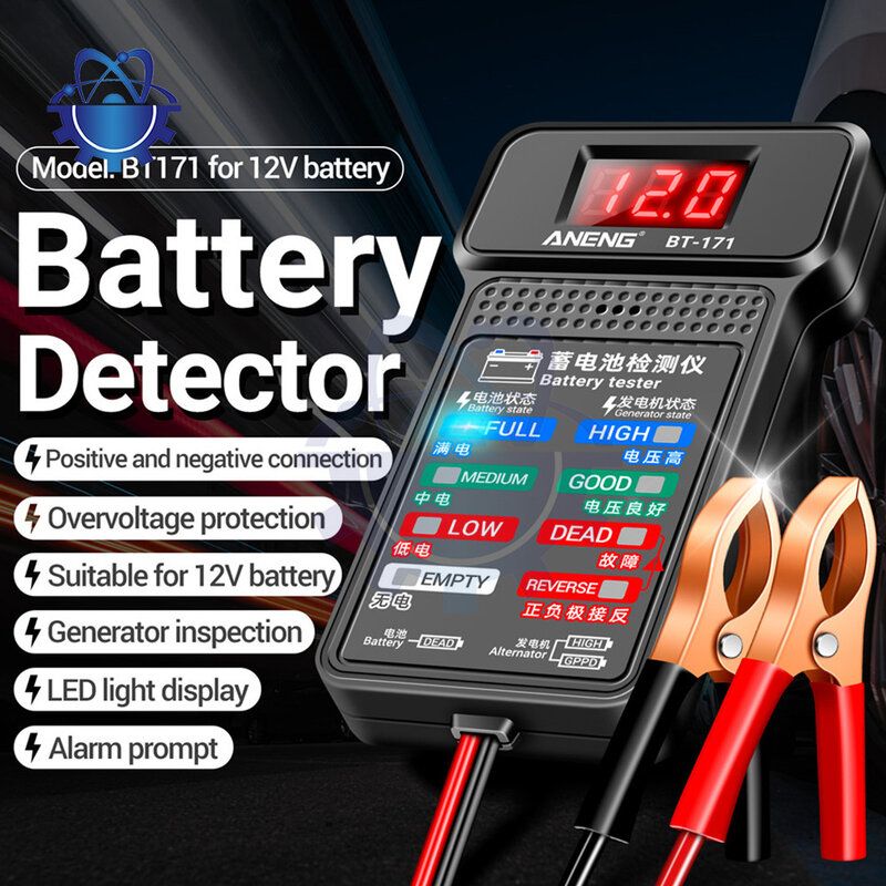 Probador de batería Digital para coche, Analizador de batería automático de 12V, LCD, sistema de carga, comprobador de batería, herramienta de diagnóstico
