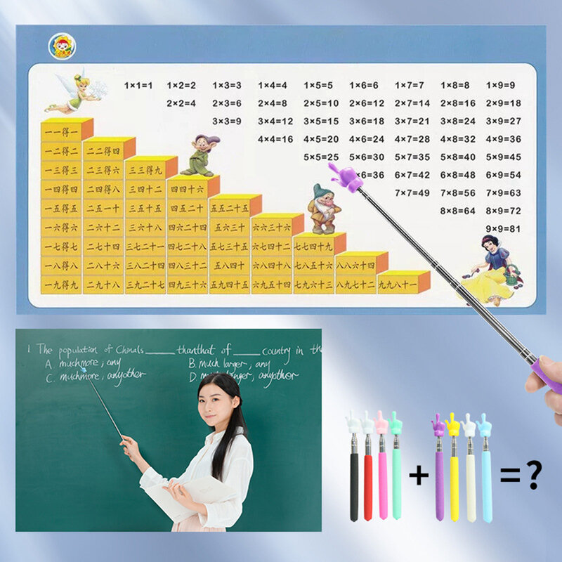Puntatore retrattile per insegnanti guida per la lettura delle dita strumenti per l'insegnamento dei bambini bastoncini telescopici giochi per l'apprendimento dei bambini giocattoli educativi