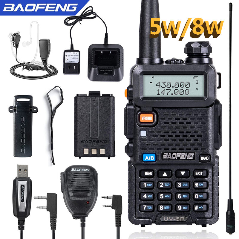 BaoFeng UV-5R Walkie Talkie 5W/8W dwukierunkowy komutator radiowy VHF/UHF 136-174MHz i 400-520MHz stacja odbiornik szynka bezprzewodowy zestaw