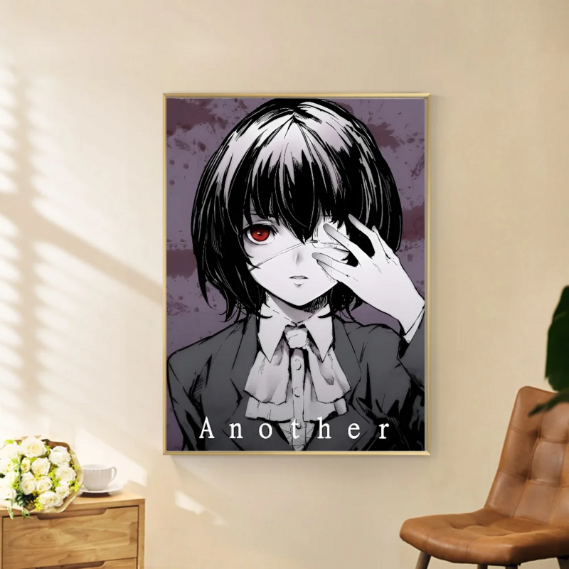 Poster Anime horor A-anlain poster Retro seni dinding kualitas lengket HD untuk dekorasi ruangan Kawaii rumah