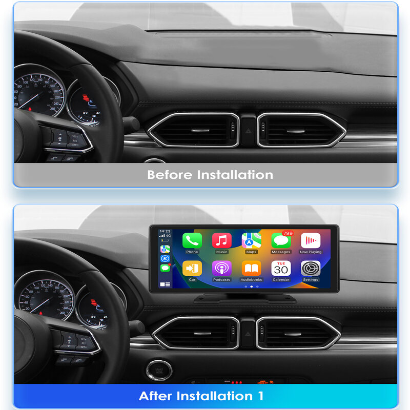 10.26'' Universal 360° Rotatable Adjustable Screen Car Radio Multimedia Video Player Carplay Android Auto USB AUX of Rear Camera