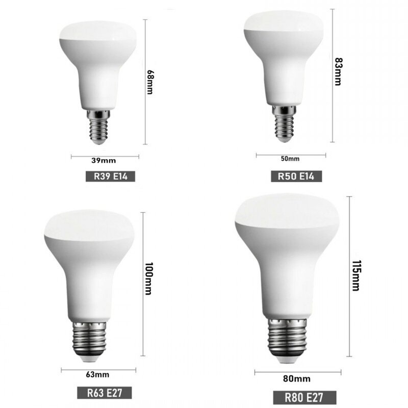 Lâmpada led r39 r50 r63 r80 15w 12 9 5 e14 e27 base bombillas lâmpada lampada ampola spotlight luz 240v 220v branco frio/quente