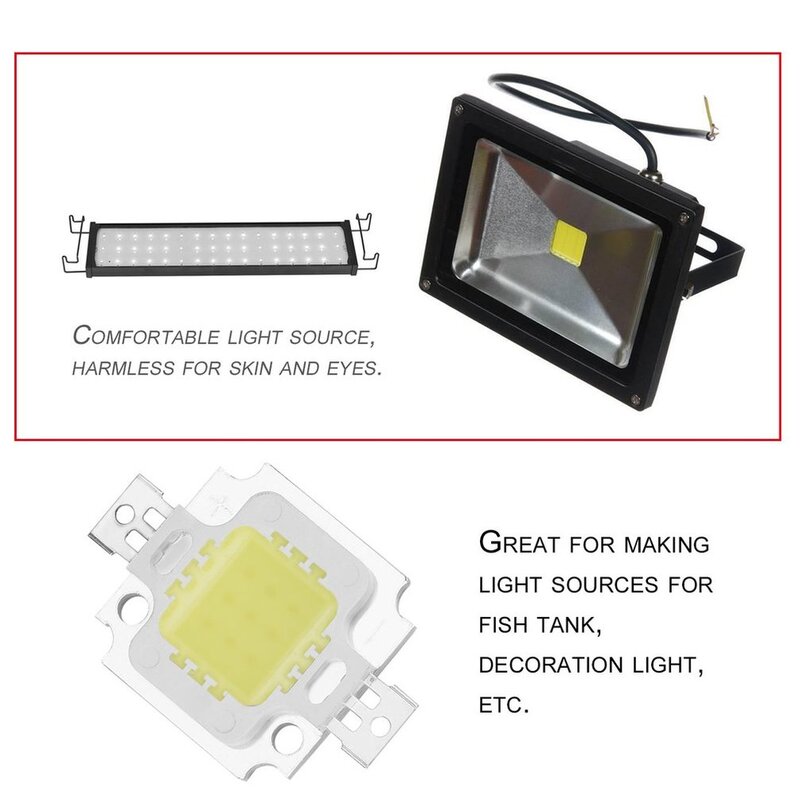 LED COB Chip para caixa de peixes, lâmpada Bead, luz branca, COB SMD, luz de inundação, lâmpada Spotlight, iluminação DIY, 10-12V