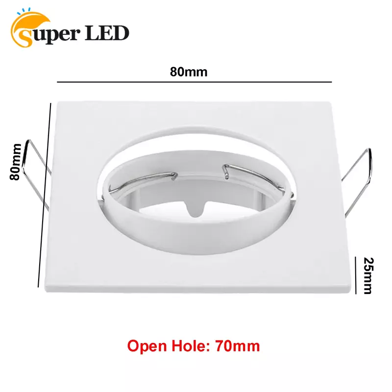 Square Recessed Ceiling Downlight Cutout 70mm Mounting Frame GU10/MR16 Lamp Holder Base Lighting Fitting Fixture